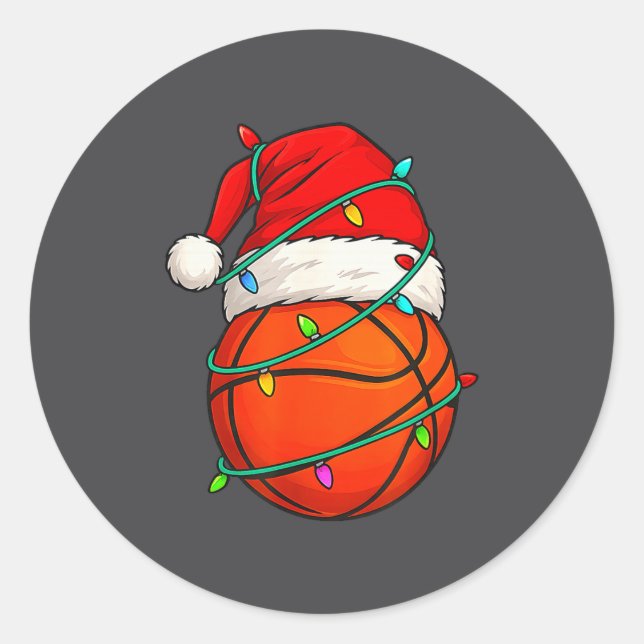 Adesivo Redondo Basketball With Santa Hat Funny Christmas Xmas Gif (Frente)