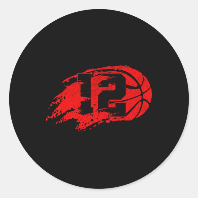 Adesivo Redondo Basquete - 12 de 12 anos de idade - Aniversário Pa (Frente)