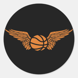 Adesivo Redondo basquete. asas.