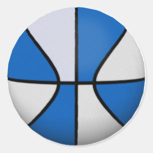 Adesivo Redondo Basquete Azul e Branco:
