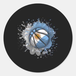 Adesivo Redondo Basquete com Bandeira Argentina