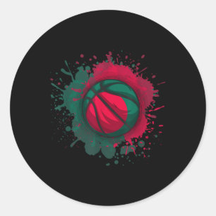 Adesivo Redondo Basquete Com Bandeira De Bangladesh