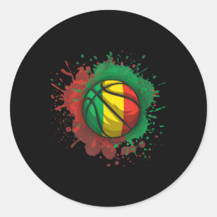 Adesivo Redondo Basquete Com Bandeira Do Congo