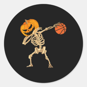 Adesivo Redondo Basquete Dabbing Skeleton Men Boys Halloween Bas