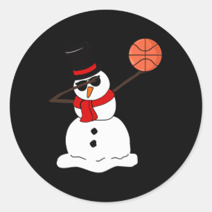 Adesivo Redondo Basquete Dabbing Snowman Light Christmas Basketb