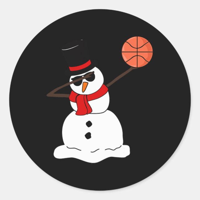 Adesivo Redondo Basquete Dabbing Snowman Light Christmas Basketb (Frente)