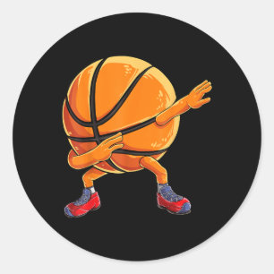 Adesivo Redondo Basquete de Dabbing Bola Homens Mulheres Divertido