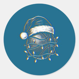 Adesivo Redondo Basquete de Natal com Glitch Edm Rave
