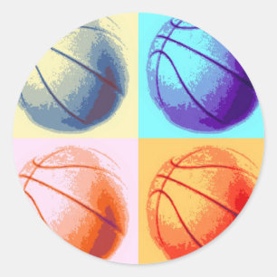 Adesivo Redondo Basquete de pop
