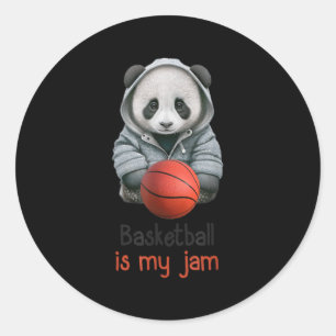 Adesivo Redondo Basquete É O Meu Urso De Panda Com Basquete