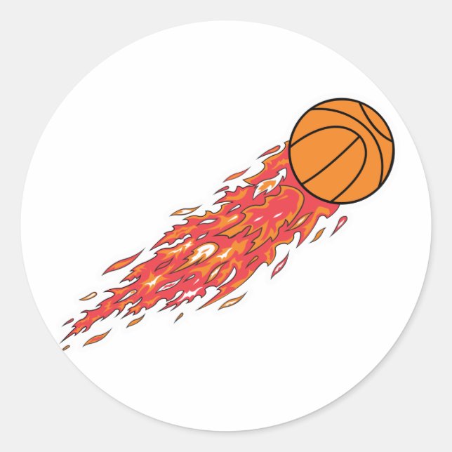 Adesivo Redondo basquete em chamas (Frente)