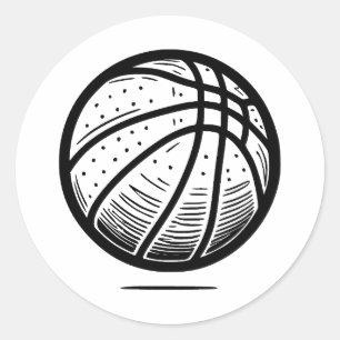 Adesivo Redondo Basquete em preto e branco minimalista