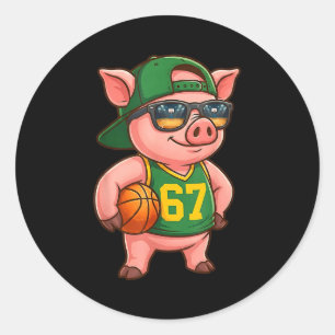 Adesivo Redondo Basquete engraçado G 67 gíria da Geração Alpha Srt