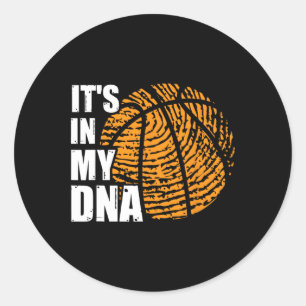 Adesivo Redondo Basquete está no meu DNA Fingerprint Fun Basketba