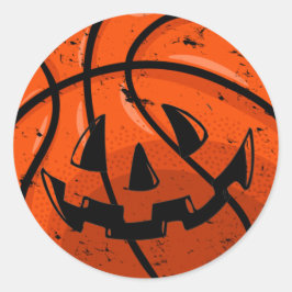 Adesivo Redondo Basquete Jack O Lanterna Grunge Halloween Pumpkin