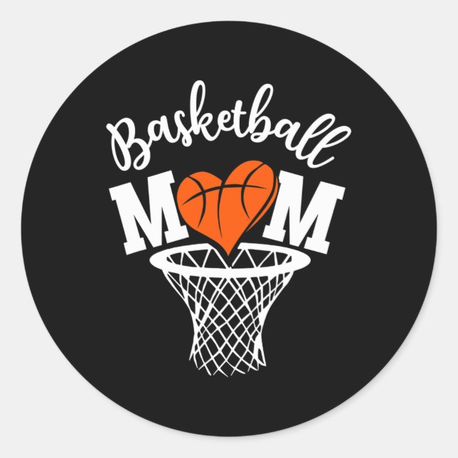 Adesivo Redondo Basquete Mãe Bonita Novidade Afetada Mulheres Moth (Frente)