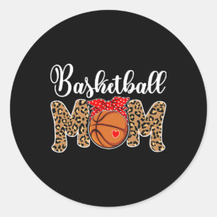 Adesivo Redondo Basquete Mãe Leopardo Mensageiro Diversão do Jogo 