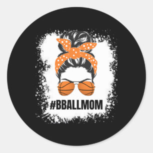 Adesivo Redondo Basquete Mãe Mensagem Arma Orgulhosa Mama Bball Ba