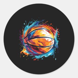 Adesivo Redondo Basquete Na Design de Arte 1