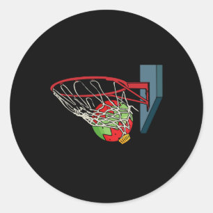 Adesivo Redondo Basquete Natal Pajama Legal Esporte Bola X-mas