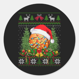 Adesivo Redondo Basquete Natal Ugly Family Oferece Amor Esporte