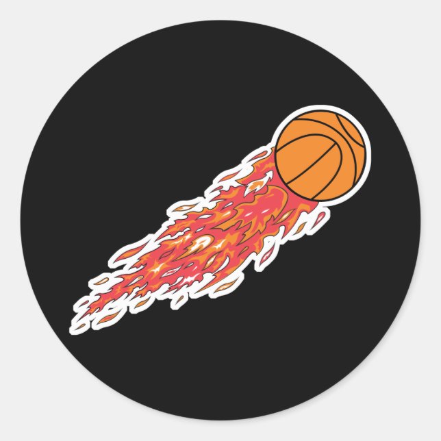 Adesivo Redondo basquete no fogo (Frente)
