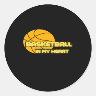 Adesivo Redondo Basquete No Meu Coração Engraçado S - Presente Par