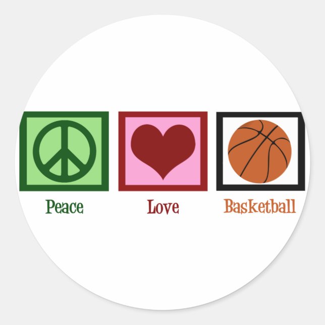 Adesivo Redondo Basquete Peace Love (Frente)