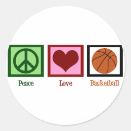 Adesivo Redondo Basquete Peace Love
