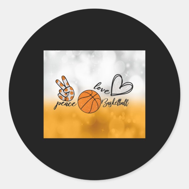 Adesivo Redondo Basquete Peace Love (Frente)