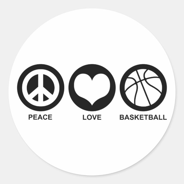 Adesivo Redondo Basquete Peace Love (Frente)