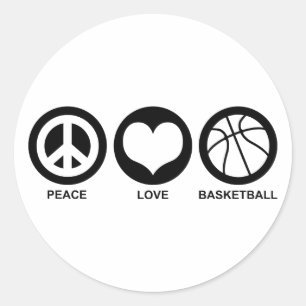 Adesivo Redondo Basquete Peace Love
