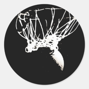 Adesivo Redondo Basquete Pop de Arte Branca Negro