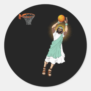 Adesivo Redondo Basquete Religioso Jesus Humor Cristão Três P