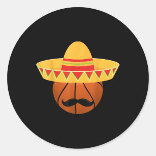 Adesivo Redondo Basquete Sombrero Para Cinco De Mayo Fiesta Celeb