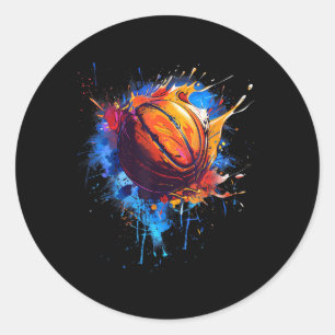 Adesivo Redondo Basquete Trabalho de arte de Desenho por Aquarela