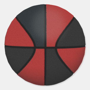 Adesivo Redondo Basquete vermelho e preto: