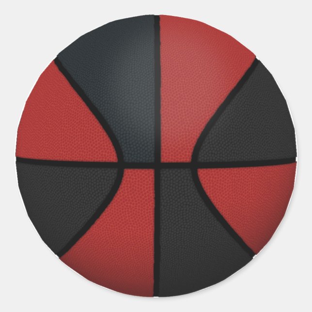 Adesivo Redondo Basquete vermelho e preto: (Frente)