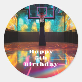 Adesivo Redondo Basquete vitorioso vibrante