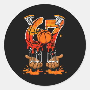 Adesivo Redondo Basquetebol 67 Seis Sete 6 7 Meninos Engraçado Ger