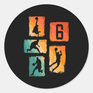 Adesivo Redondo Basquetebol Basquetebol 6 6º Jogador Antigo Anos R