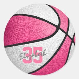 Adesivo Redondo basquetebol branco rosado feminino