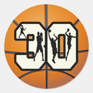 Adesivo Redondo Basquetebol do número 30