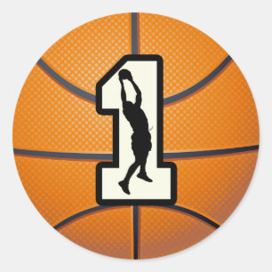 Adesivo Redondo Basquetebol e jogador do número 1