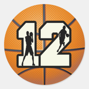 Adesivo Redondo Basquetebol e jogadores do número 12