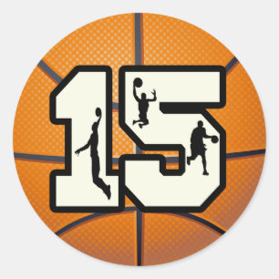 Adesivo Redondo Basquetebol e jogadores do número 15