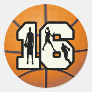 Adesivo Redondo Basquetebol e jogadores do número 16