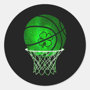 Adesivo Redondo Basquetebol Shamrock Trevo da Sorte Irlandês St Pa