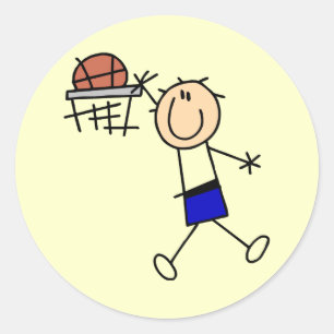 Adesivo Redondo Basquetebol Slam Dunk - Camisetas Azuis e Presente