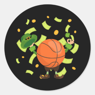 Adesivo Redondo Basquetebol Sortudo Feliz Dia de Patrick